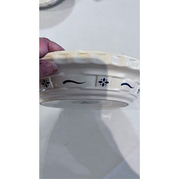 Longaberger Pottery 10-inch Woven Traditions Classic Blue Pie Baking Plate - Picture 6 of 10